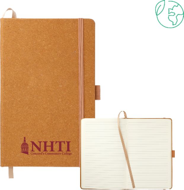 NHTI Concord 5.5 x 8.5 Natural FSC Mix Recycled Leather Bound Journal NHTI Primary Wordmark - ONLINE ONLY