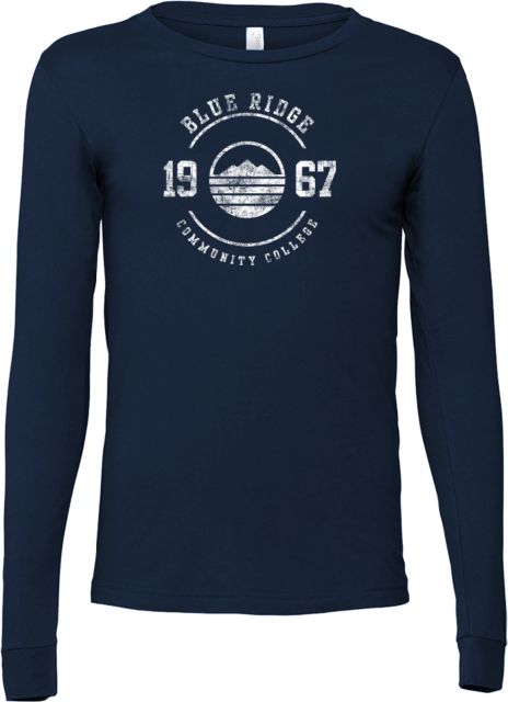 Blue Ridge Bella + Canvas Jersey Cotton Long Sleeve T Shirt Ride Community College - Distressed Est 1967 - ONLINE ONLY