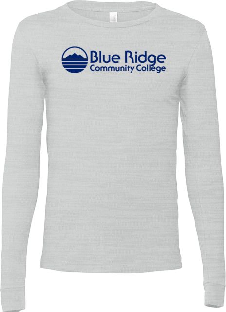 Blue Ridge Bella + Canvas Ash Jersey Cotton Long Sleeve T Shirt Ridge Community College Wordmark - ONLINE ONLY