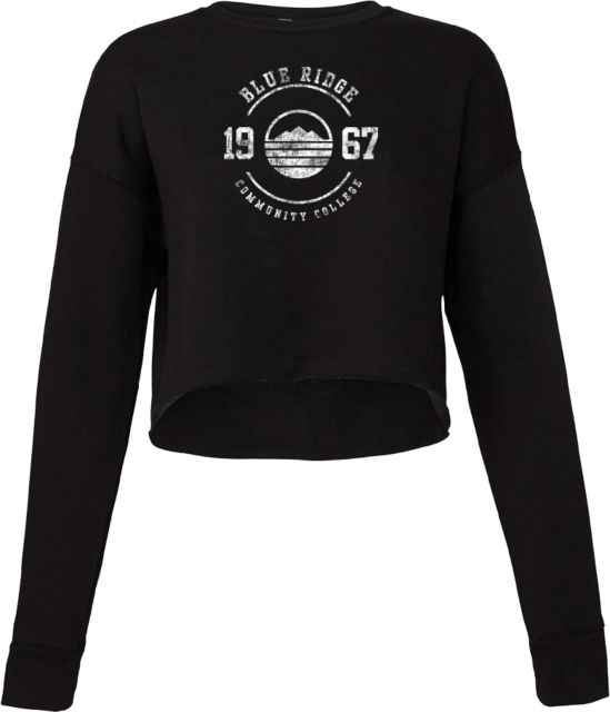 Blue Ridge Bella + Canvas Womens Cropped Fleece Crew Ride Community College - Distressed Est 1967 - ONLINE ONLY