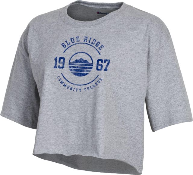 Blue Ridge Champion Womens Crop Tee Ride Community College - Distressed Est 1967 - ONLINE ONLY