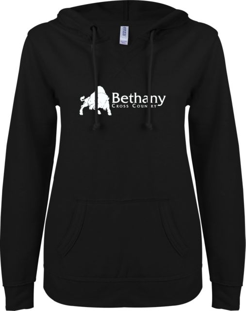 Bethany WV ENZA Ladies V Notch Raw Edge Fleece Hoodie Cross Country - ONLINE ONLY