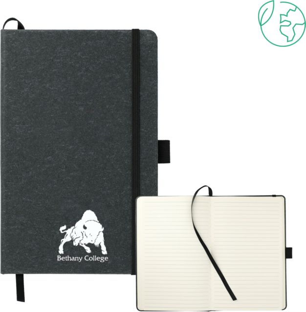 Bethany WV 5.5 x 8.5 FSC Mix Recycled Leather Bound Journal Boomer over Bethany College - ONLINE ONLY
