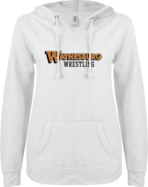 Waynesburg ENZA Ladies V Notch Raw Edge Fleece Hoodie Wrestling - ONLINE ONLY