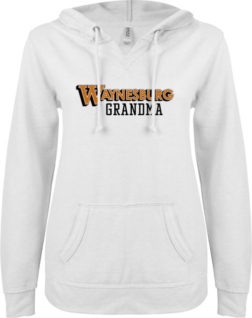 Waynesburg ENZA Ladies V Notch Raw Edge Fleece Hoodie Grandma - ONLINE ONLY