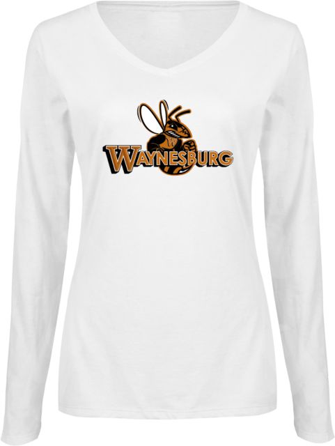 Waynesburg Ladies Long Sleeve V Neck Tee Waynesburg Primary Logo - ONLINE ONLY