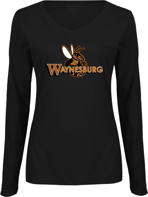 Waynesburg Ladies Long Sleeve V Neck Tee Waynesburg Primary Logo - ONLINE ONLY