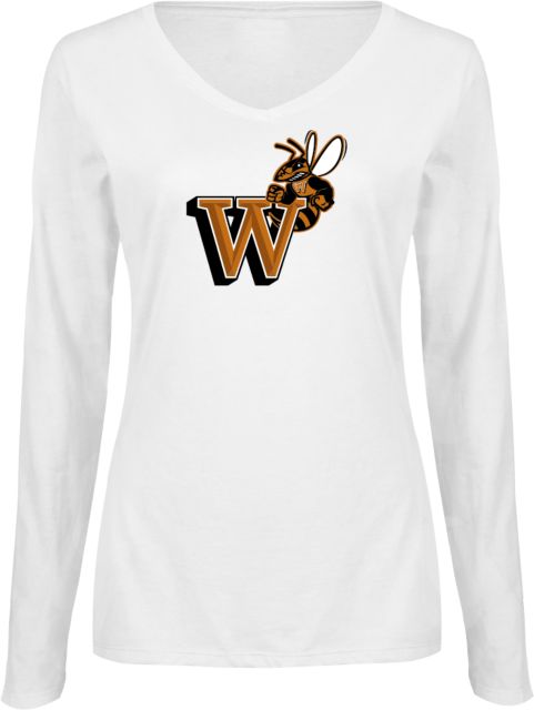 Waynesburg Ladies Long Sleeve V Neck Tee Mascot W Logo - ONLINE ONLY