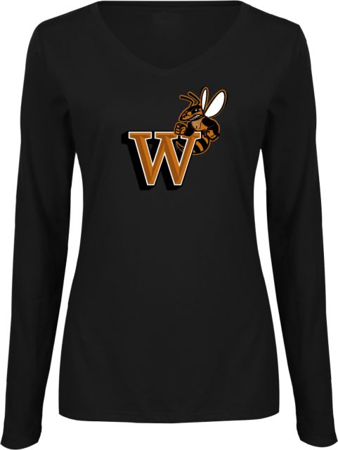 Waynesburg Ladies Long Sleeve V Neck Tee Mascot W Logo - ONLINE ONLY