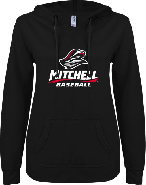 Mitchell College ENZA Ladies V Notch Raw Edge Fleece Hoodie Baseball - ONLINE ONLY