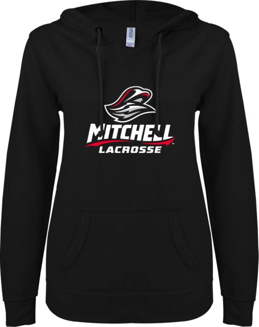 Mitchell College ENZA Ladies V Notch Raw Edge Fleece Hoodie Lacrosse - ONLINE ONLY