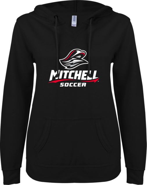 Mitchell College ENZA Ladies V Notch Raw Edge Fleece Hoodie Soccer - ONLINE ONLY