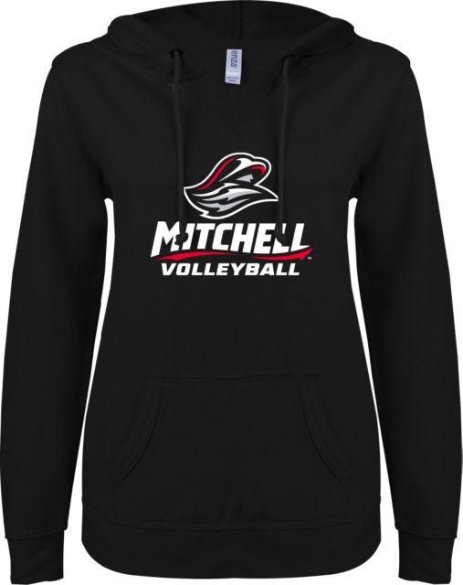 Mitchell College ENZA Ladies V Notch Raw Edge Fleece Hoodie Volleyball - ONLINE ONLY
