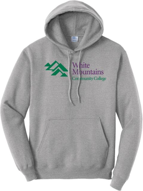 White Mountains Tall Athletic Heather Fleece Hoodie T Mountains Community College Logo - PLUS - ONLINE ONLY