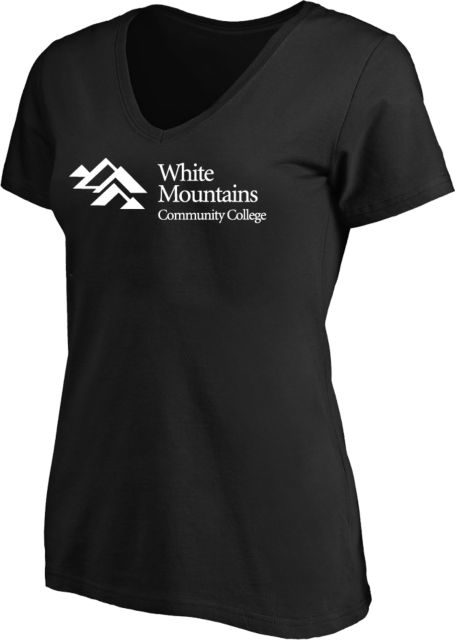 White Mountains Womens Plus V Neck T Shirt  Mountains Community College Logo - PLUS - ONLINE ONLY