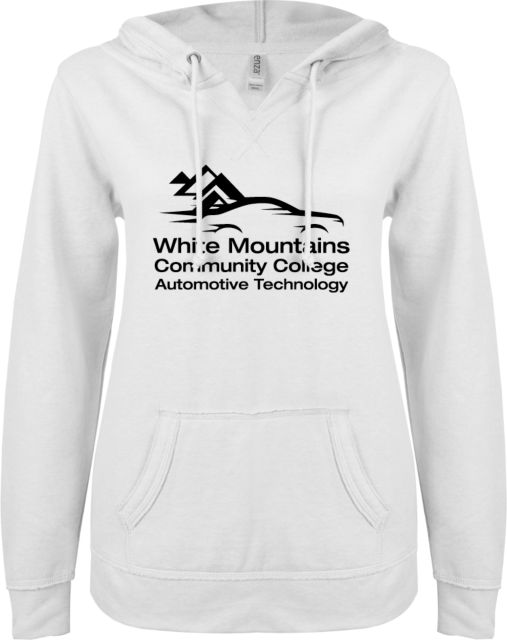 White Mountains ENZA Womens V Notch Raw Edge Fleece Hoodie Mountains Community College Automotive Technology - ONLINE ONLY