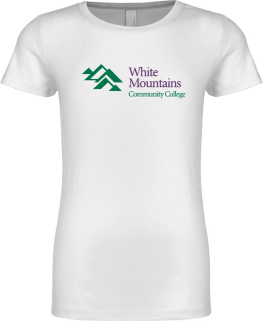 White Mountains Next Level Girls Fashion Fit T Shirt Mountians Community College Logo - ONLINE ONLY