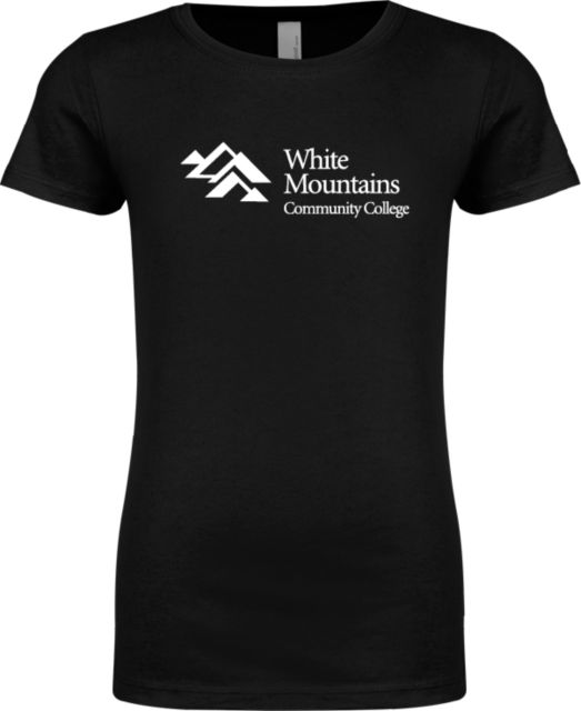 White Mountains Next Level Girls Fashion Fit T Shirt Mountians Community College Logo - ONLINE ONLY
