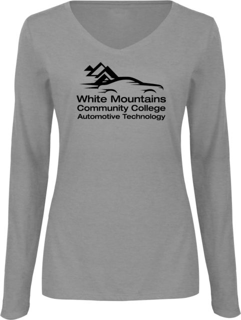 White Mountains Womens Long Sleeve V Neck Tee  Mountains Community College Automotive Technology - ONLINE ONLY