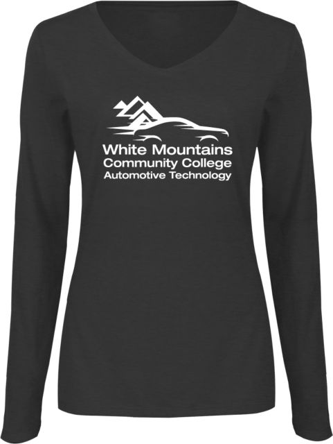 White Mountains Womens Long Sleeve V Neck Tee  Mountains Community College Automotive Technology - ONLINE ONLY
