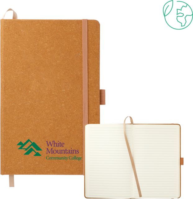 White Mountains 5.5 x 8.5 Natural FSC Mix Recycled Leather Bound Journal Mountains Community College Logo - ONLINE ONLY
