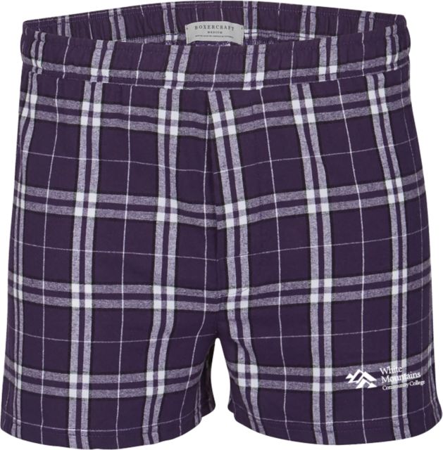 White Mountains Boxercraft Flannel Boxer Shorts Mountains Community College Logo - ONLINE ONLY
