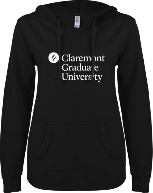 Claremont Graduate University ENZA Women's V-Notch Raw Edge Fleece Hooded Sweatshirt - ONLINE ONLY
