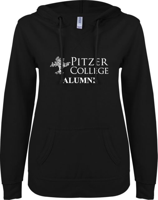 Pitzer College Alumni Women's ENZA V-Notch Raw Edge Fleece Hooded Sweatshirt - ONLINE ONLY