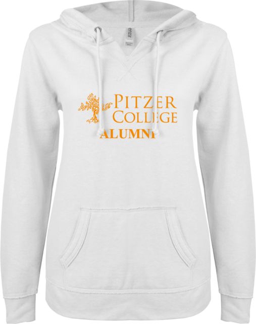 Pitzer College Alumni Women's ENZA V-Notch Raw Edge Fleece Hooded Sweatshirt - ONLINE ONLY