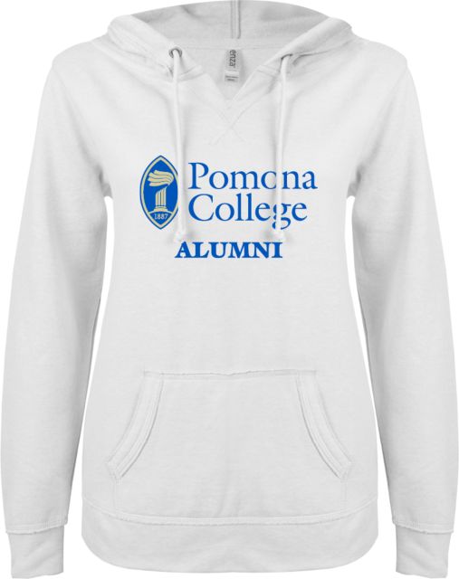 Pomona College Alumni Women's ENZA V-Notch Raw Edge Fleece Hooded Sweatshirt - ONLINE ONLY