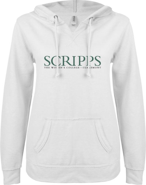 Scripps College Women's ENZA V-Notch Raw Edge Fleece Hooded Sweatshirt - ONLINE ONLY