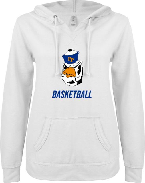Pomona-Pitzer Sagehens Basketball Women's ENZA V-Notch Raw Edge Fleece Hooded Sweatshirt - ONLINE ONLY