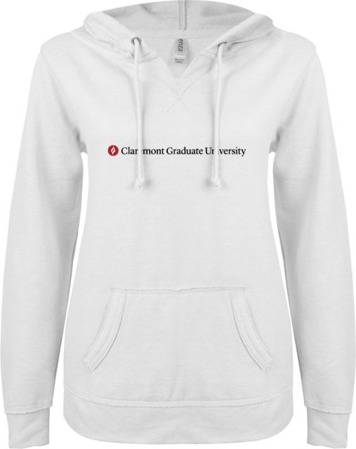 Claremont Graduate University ENZA Women's V-Notch Raw Edge Fleece Hooded Sweatshirt - ONLINE ONLY