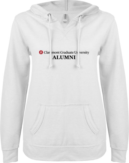 Claremont Graduate University Alumni ENZA Women's V-Notch Raw Edge Fleece Hooded Sweatshirt - ONLINE ONLY