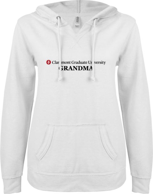 Claremont Graduate University Grandma ENZA Women's V-Notch Raw Edge Fleece Hooded Sweatshirt - ONLINE ONLY
