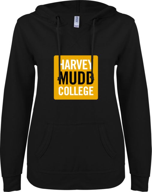 Harvey Mudd College Women's ENZA V-Notch Raw Edge Fleece Hooded Sweatshirt - ONLINE ONLY