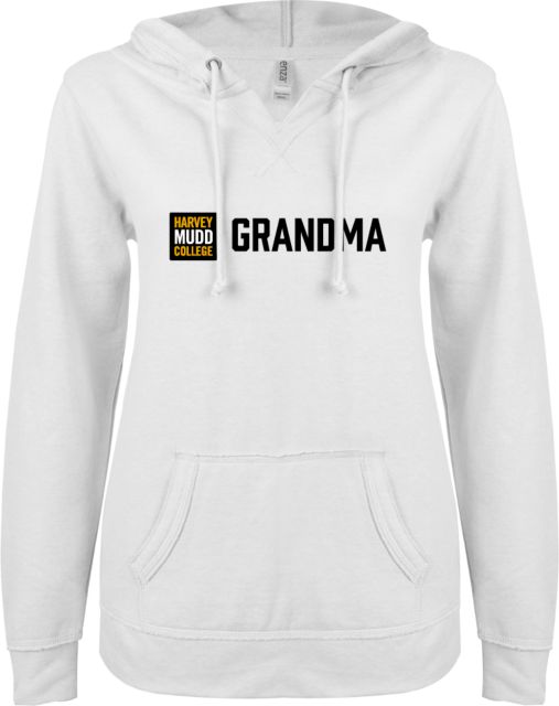 Harvey Mudd College Grandma Women's ENZA V-Notch Raw Edge Fleece Hooded Sweatshirt - ONLINE ONLY