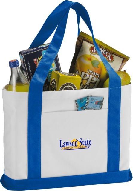 Lawson State Contender White/Royal Canvas Tote Lawson State Community College Primary Mark - ONLINE ONLY
