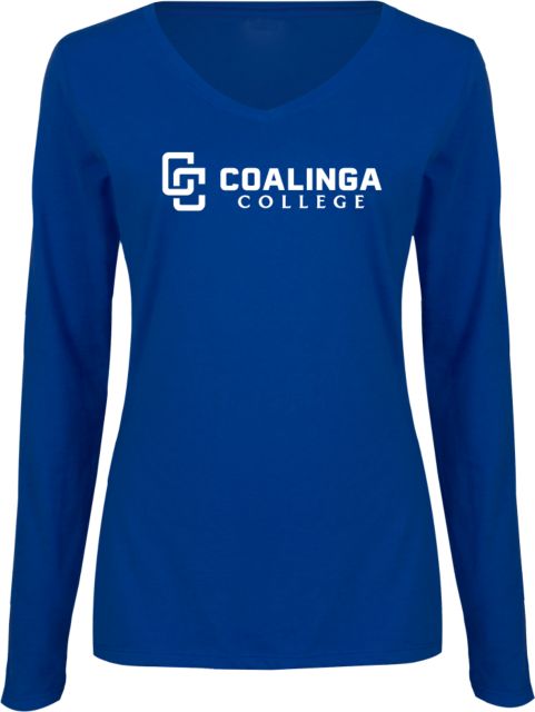 WHC Coalinga Womens Long Sleeve V Neck Tee  Coalinga College Horizontal Lockup - ONLINE ONLY