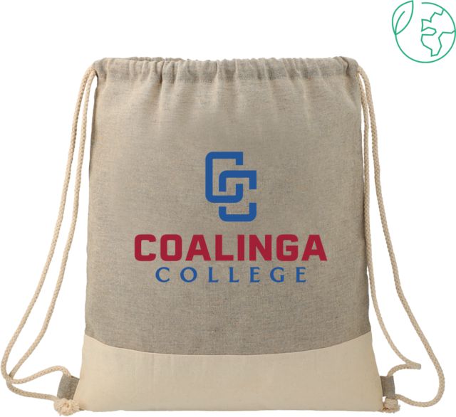 WHC Coalinga Split Recycled Cotton Drawstring Bag Coalinga College Vertical Lockup - ONLINE ONLY