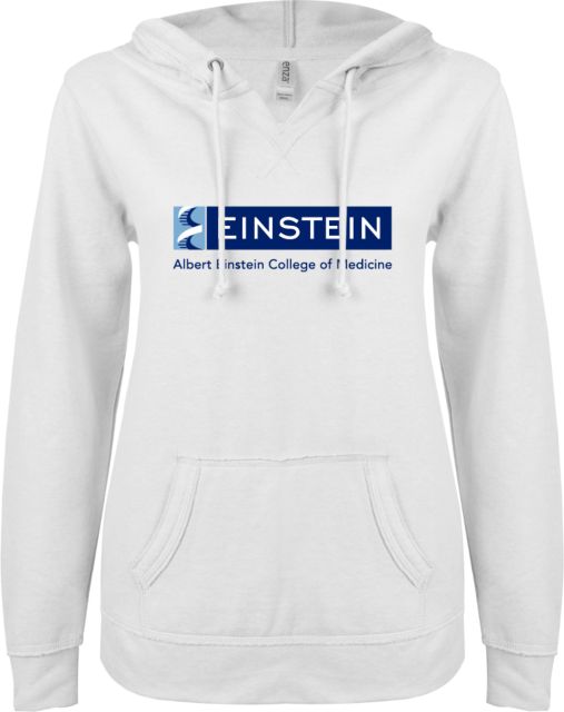 Albert Einstein ENZA Ladies V Notch Raw Edge Fleece Hoodie Einstein Logo - ONLINE ONLY