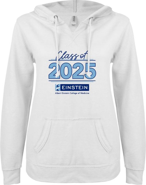 Albert Einstein ENZA Ladies V Notch Raw Edge Fleece Hoodie Class of 2025 - ONLINE ONLY