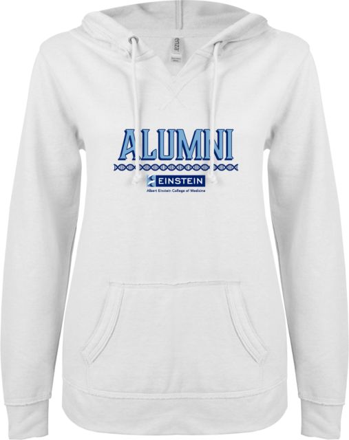 Albert Einstein ENZA Ladies V Notch Raw Edge Fleece Hoodie Alumni - ONLINE ONLY