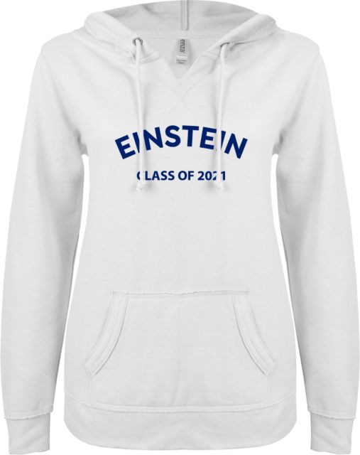 Albert Einstein ENZA Ladies V Notch Raw Edge Fleece Hoodie Einstein Arched 2021 - ONLINE ONLY