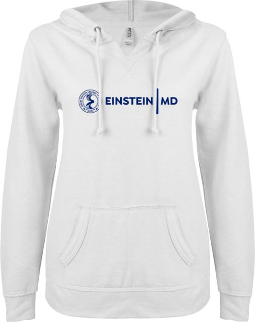 Albert Einstein ENZA Ladies V Notch Raw Edge Fleece Hoodie MD - ONLINE ONLY