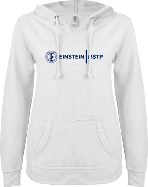 Albert Einstein ENZA Ladies V Notch Raw Edge Fleece Hoodie MSTP - ONLINE ONLY