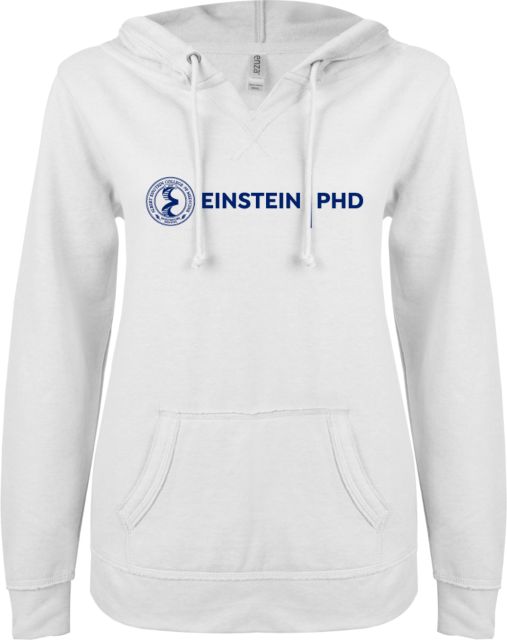 Albert Einstein ENZA Ladies V Notch Raw Edge Fleece Hoodie PHD - ONLINE ONLY