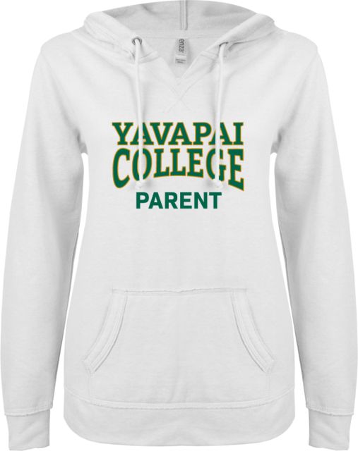 Yavapai College ENZA Ladies V Notch Raw Edge Fleece Hoodie YC Parent - ONLINE ONLY