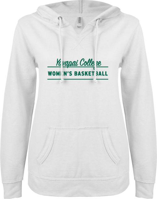 Yavapai College ENZA Womens V Notch Raw Edge Fleece Hoodie Womens Basketball - ONLINE ONLY