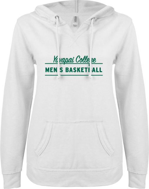 Yavapai College ENZA Womens V Notch Raw Edge Fleece Hoodie Mens Basketball - ONLINE ONLY